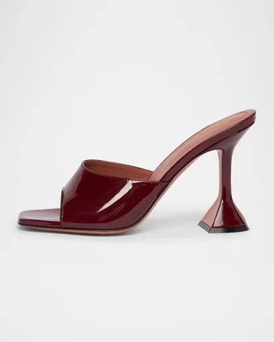 Amina Muaddi Lupita Patent Pedestal Mule Sandals In Wine