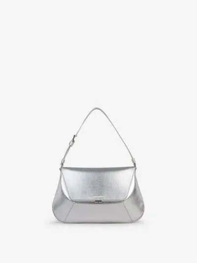 Amina Muaddi Metallic Shoulder Bag In Silver