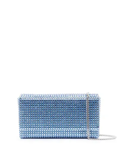 Amina Muaddi Paloma Crystal-embellished Clutch Bag In Blue