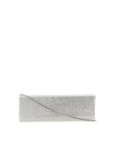 Amina Muaddi Paloma Embellished Chained Mini Clutch Bag In Silver