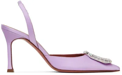 Amina Muaddi Purple Camelia Sling 90 Heels In Violet