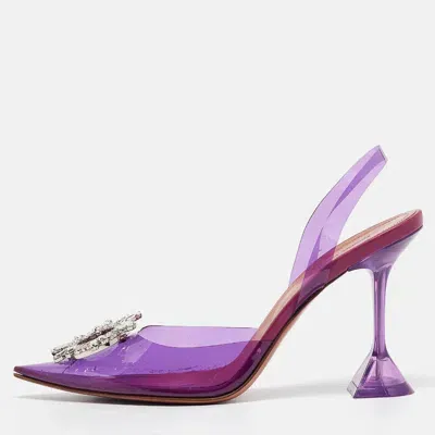 Pre-owned Amina Muaddi Purple Pvc Begum Slingback Pumps Size 41