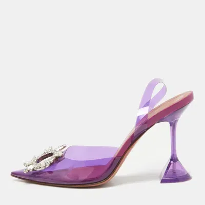 Pre-owned Amina Muaddi Purple Pvc Begum Slingback Sandals Size 38