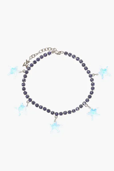 Amina Muaddi Rhinestone Anklet With Star Shaped Charm Jewel In Silver