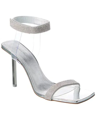 Amina Muaddi Rih Crystal-embellished Patent-leather Sandals In Silver