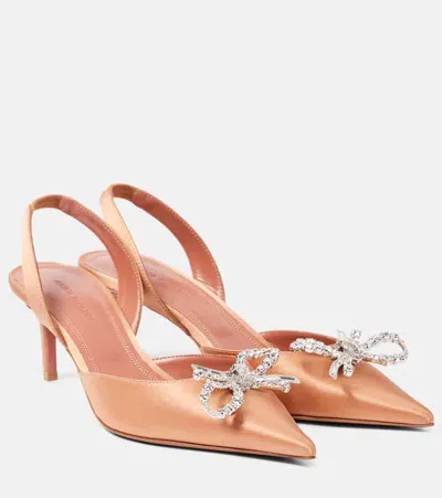 Amina Muaddi Rosie 60 Satin Slingback Pumps In Beige