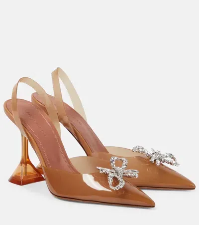 Amina Muaddi Rosie 95 Pvc Slingback Pumps In Brown