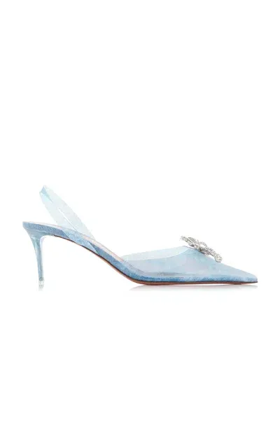 Amina Muaddi Rosie Denim-printed Pvc Slingback Pumps In Blue