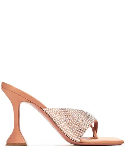 Amina Muaddi Shiona 95mm Crystal Embellished Mules In Gold