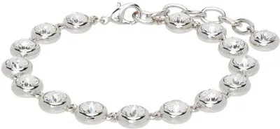 Amina Muaddi Silver Iris Anklet In White