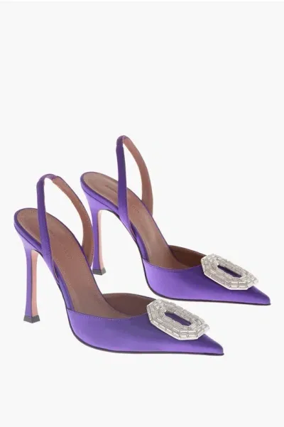 Amina Muaddi Woman Pumps Purple Size 7.5 Textile Fibers