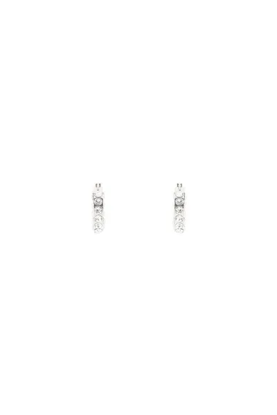 Amina Muaddi Small Jahleel Hoop Earrings With Crystals In Argento