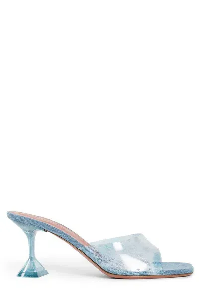 Amina Muaddi Square Toe Slip In Blue