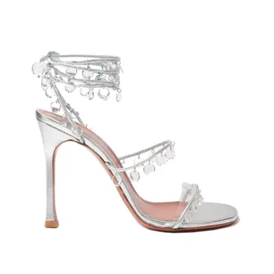 Amina Muaddi Tina 105 Sandals In Silver