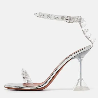 Pre-owned Amina Muaddi Transparent Pvc Julia Glass Sandals Size 37