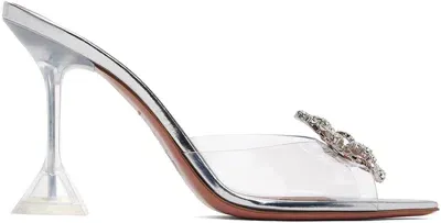 Amina Muaddi Transparent Rosie Glass Slipper Heeled Sandals