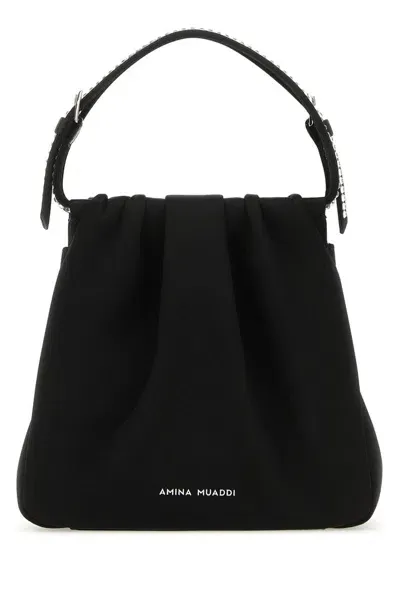 Amina Muaddi Vittoria Embellished Satin Tote Bag In Black