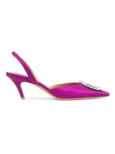 Amina Muaddi Camelia 60mm Pumps In Satin Amethyst