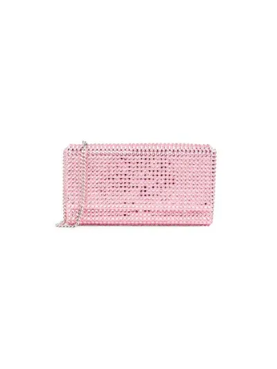 Amina Muaddi Mini Paloma Crystal-embellished Clutch In Baby Pink