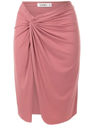 Amir Slama Asymmetric Gathered-detail Skirt In Rosa