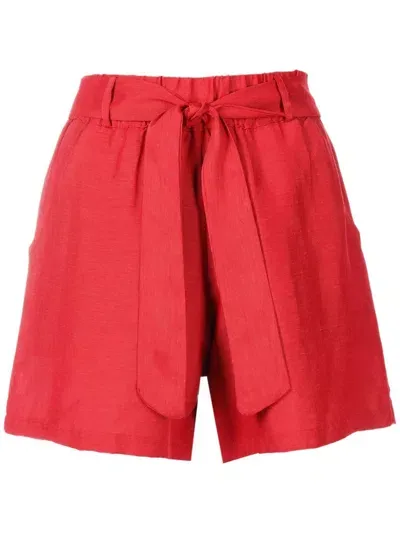 Amir Slama Belted Elasticated Short Shorts In Red