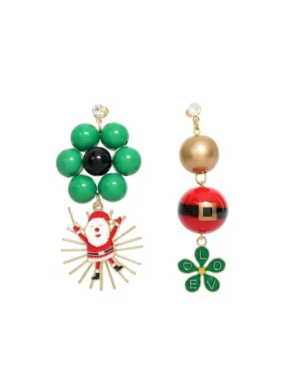 Amir Slama Christmas-motifs Asymmetric Earrings In Green