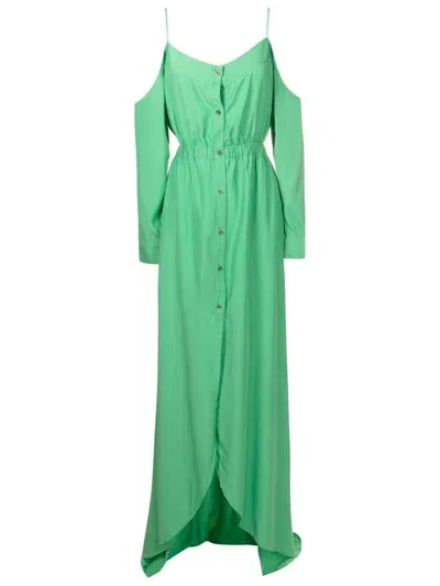 Amir Slama Cold-shoulder Floor Length Dress In Green