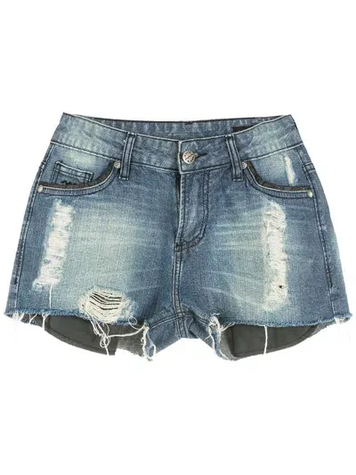 Amir Slama Denim Cut-off Shorts In Blue