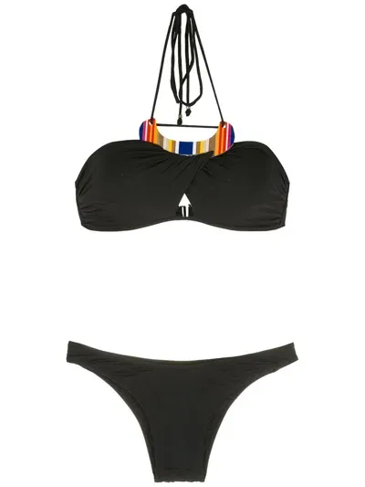 Amir Slama Embroidery High-leg Swimsuit In Black