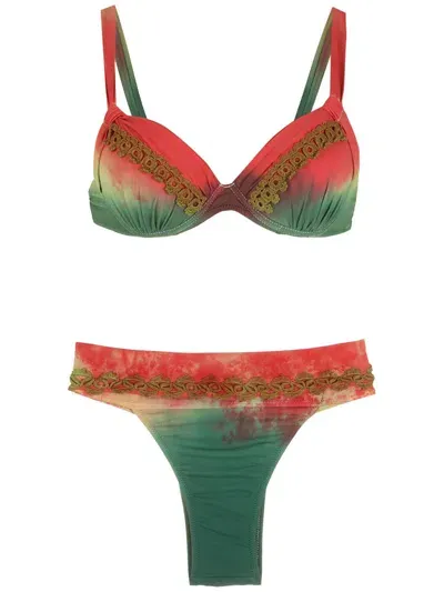 Amir Slama Embroidery Tie Dye Bikini Set In Multicolour