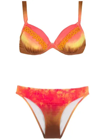 Amir Slama Embroidery Tie Dye Bikini Set In Multicolour