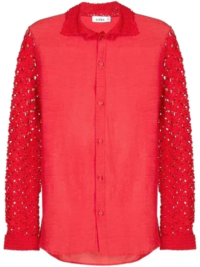 Amir Slama Floral-lace Detail Shirt In Red