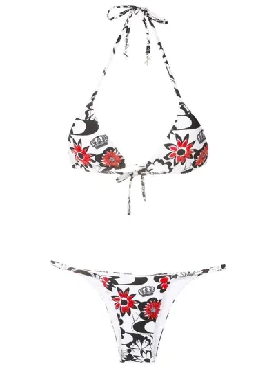 Amir Slama Floral-print Bikini Set In Multicolour