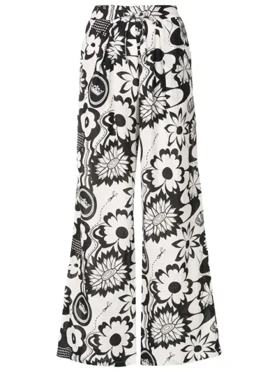 Amir Slama Floral-print Wide-leg Trousers In Black