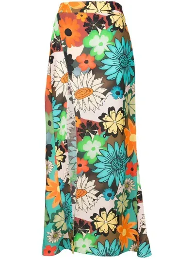 Amir Slama Floral-print Wrap Skirt In Multicolour