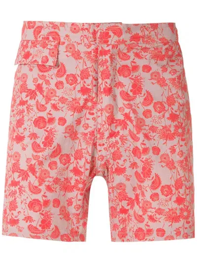 Amir Slama Floral Tactel Shorts In Red