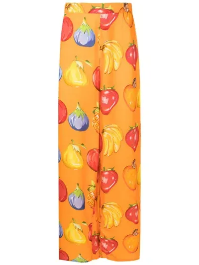 Amir Slama Fruit-print Straight Trousers In Orange