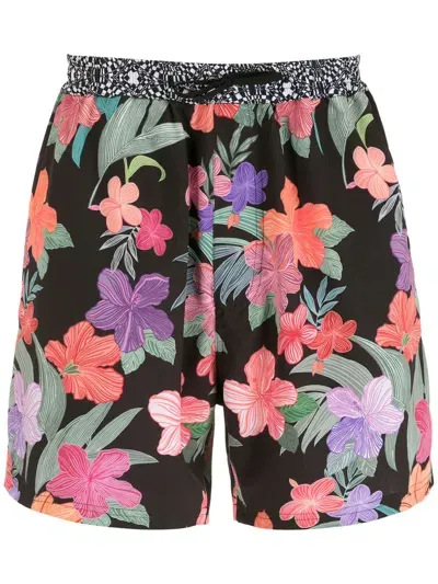 Amir Slama Print Hibiscus Shorts In Multicolour