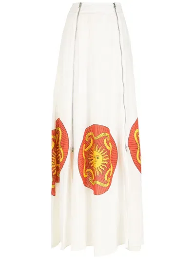 Amir Slama Printed Long Skirt In White