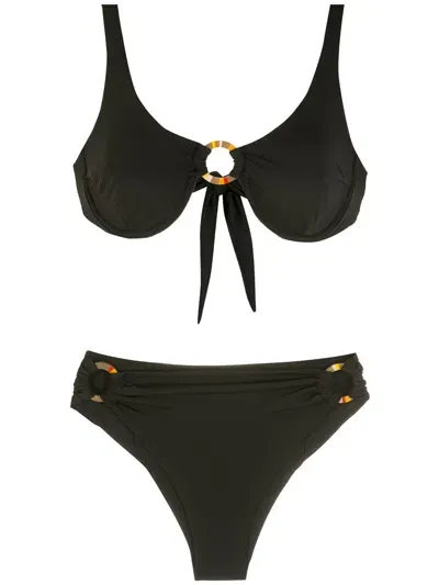 Amir Slama Ring-details Bikini Set In Black