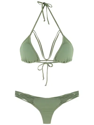 Amir Slama Straps Triangle Bikini Set In Green