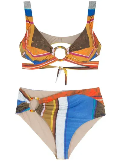 Amir Slama Striped Print Eco Bikini Set In Multicolour