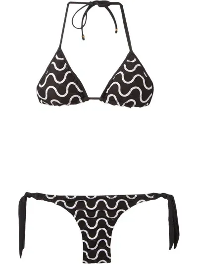 Amir Slama Swirl-pattern Two-piece Bikini Set In Black