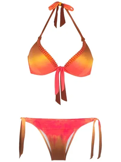 Amir Slama Tie Dye Bow-detai Bikini Set In Multicolour