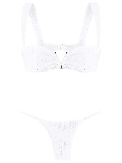 Amir Slama Woven Balconete Bikini Set In White