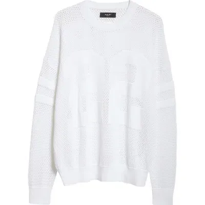 Amiri 22 Crew Open Stitch Sweater In White