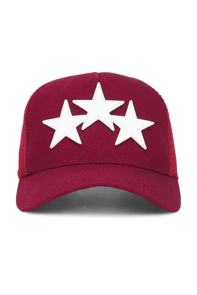 Amiri 3 Star Trucker Hat In Burgundy