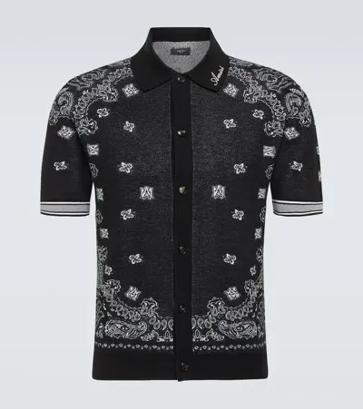 Amiri Bandana Cotton Bowling Shirt In Black