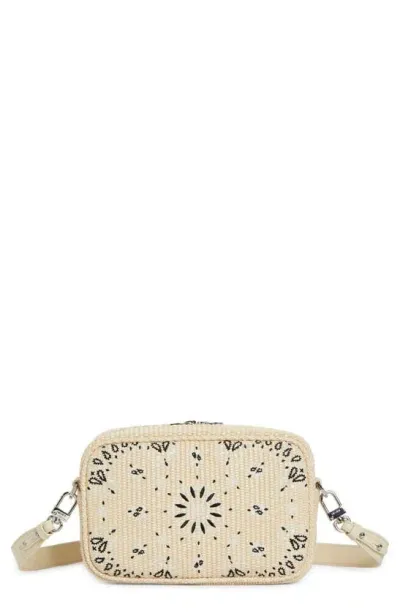 Amiri Alabaster Bandana Paisley-embroidered Raffia Cross-body Bag In Neutrals