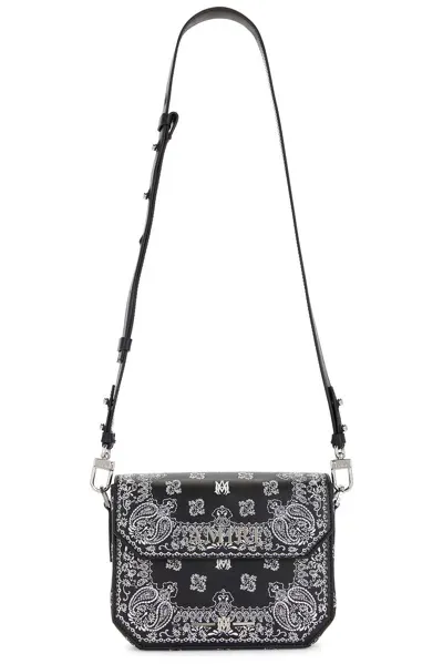 Amiri Bandana Embroidered Crossbody Bag In Burgundy